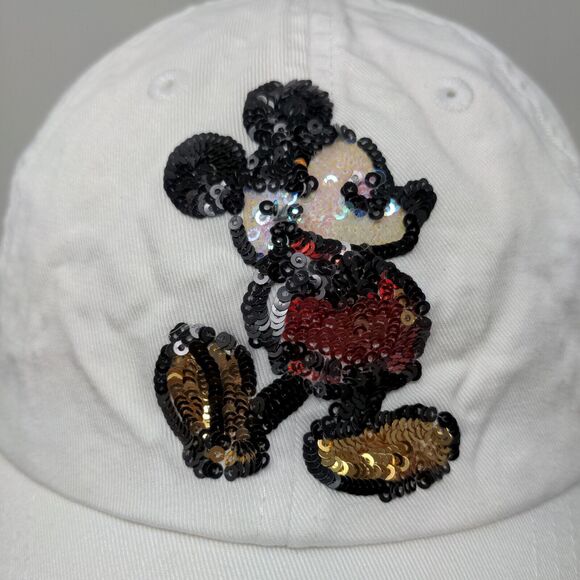 Disney Parks Men's Mickey Mouse Hat White Size Adult Strapback Shiny Official - Picture 4 of 11
